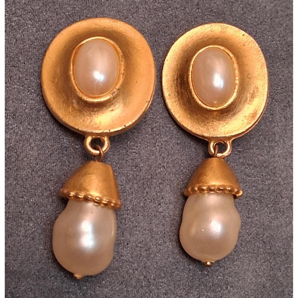 1980s Pearl Drop Oscar Earrings Wedding Bride